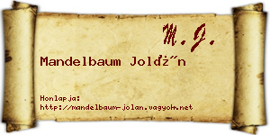 Mandelbaum Jolán névjegykártya