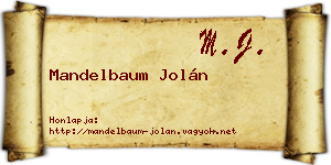 Mandelbaum Jolán névjegykártya